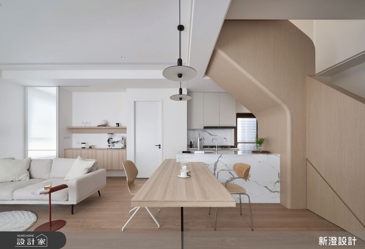 28坪新成屋(5年以下)＿北歐簡約風客廳餐廳廚房中島案例圖片＿新澄設計＿新澄_81之6