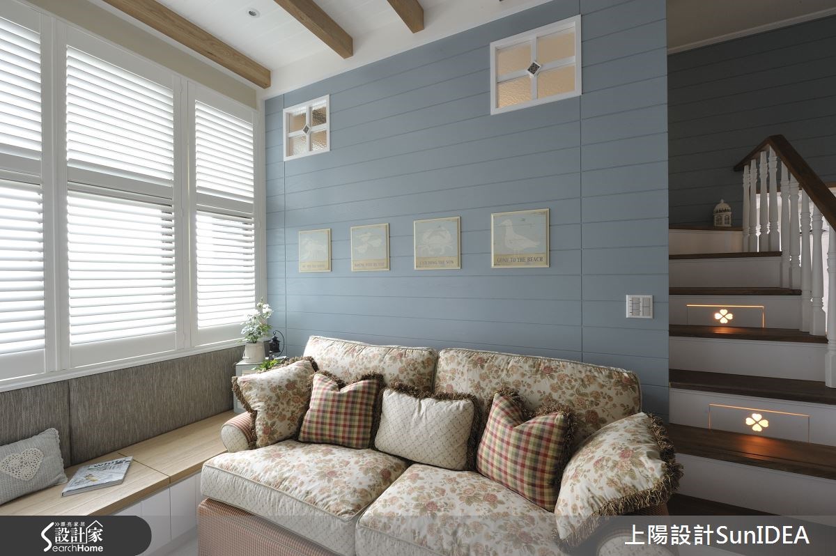 14坪新成屋(5年以下)＿鄉村風客廳樓梯臥榻案例圖片＿上陽設計＿上陽_22之8