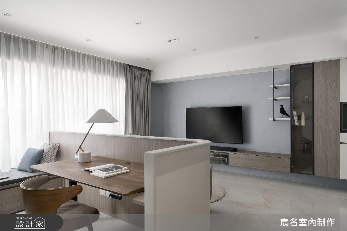 15坪新成屋(5年以下)＿現代風客廳工作區臥榻案例圖片＿宸名設計有限公司＿宸名_暮靄之10