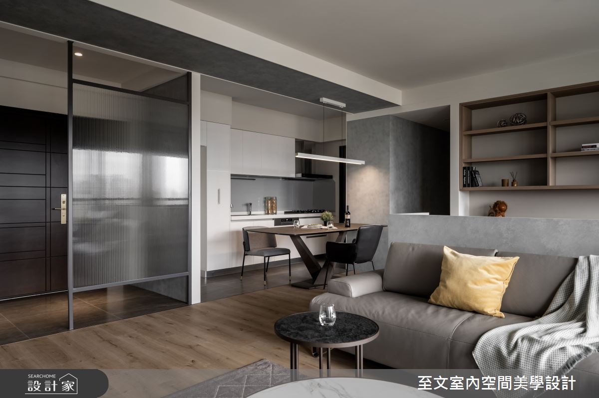 42坪新成屋(5年以下)＿簡約風客廳案例圖片＿至文室內裝修設計＿至文_灰。悸動之4