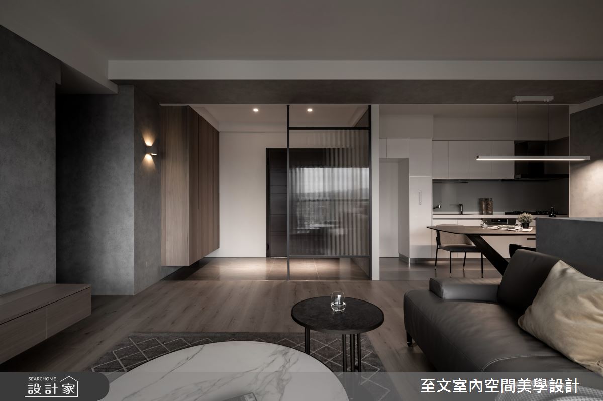 42坪新成屋(5年以下)＿簡約風客廳案例圖片＿至文室內裝修設計＿至文_灰。悸動之5
