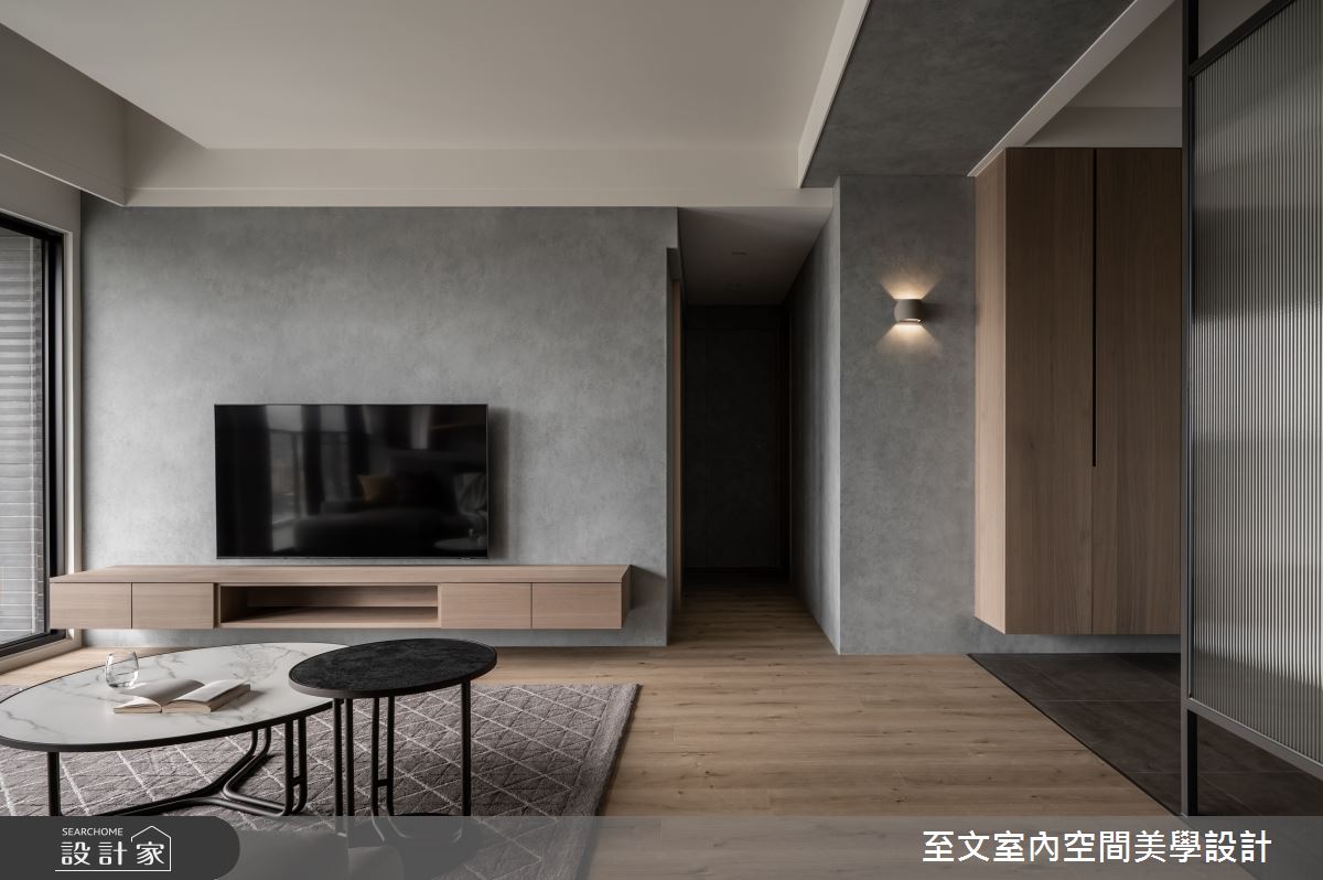 42坪新成屋(5年以下)＿簡約風客廳案例圖片＿至文室內裝修設計＿至文_灰。悸動之7