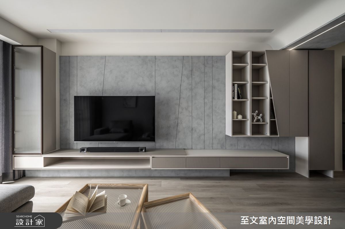 27坪新成屋(5年以下)＿現代風客廳案例圖片＿至文室內裝修設計＿至文_灰質調之3