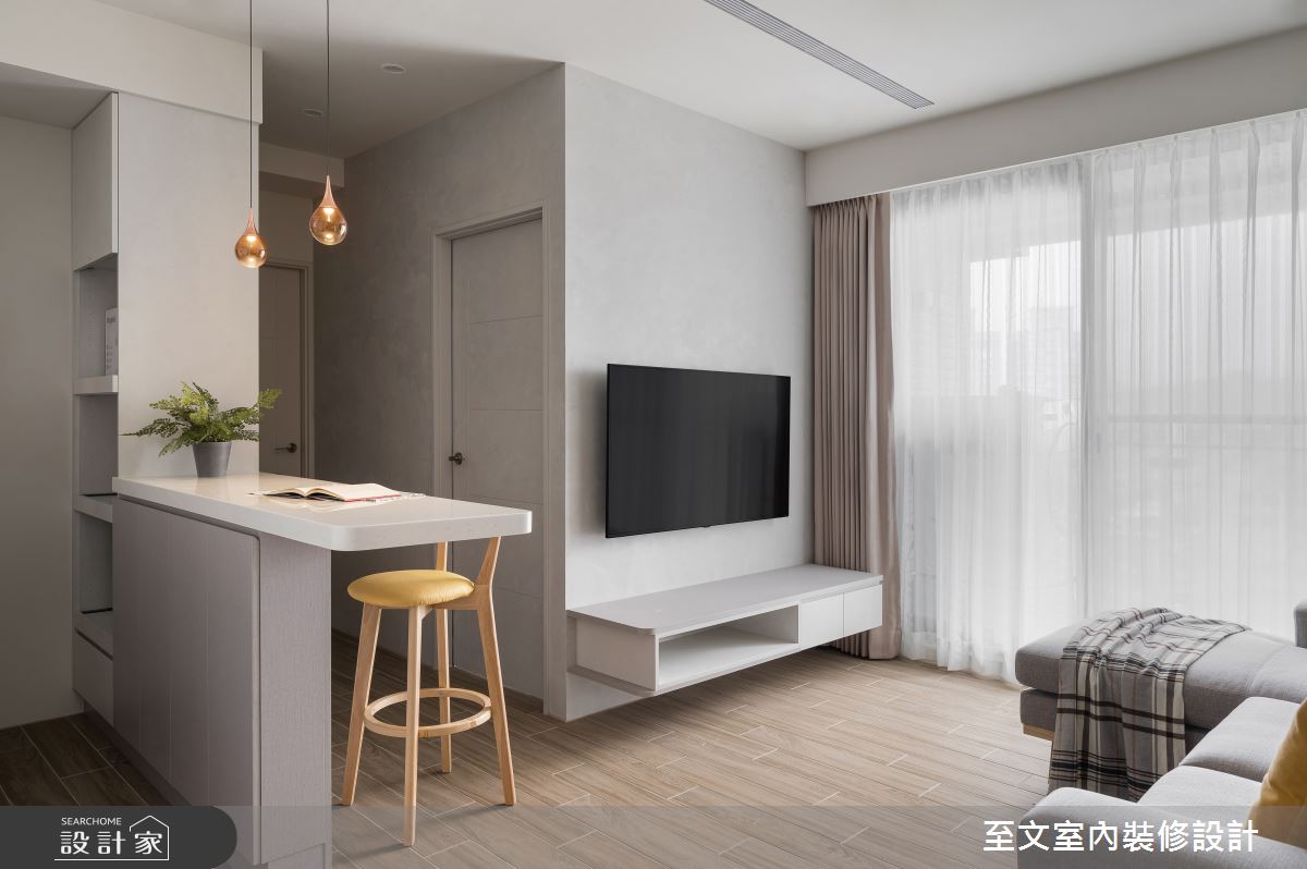 15坪新成屋(5年以下)＿北歐風客廳餐廳吧檯案例圖片＿至文室內裝修設計＿至文_逸光之4