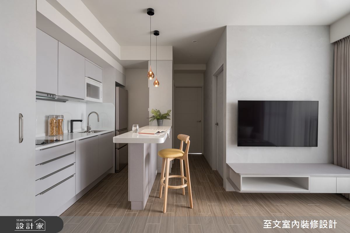 15坪新成屋(5年以下)＿北歐風客廳餐廳廚房吧檯案例圖片＿至文室內裝修設計＿至文_逸光之7