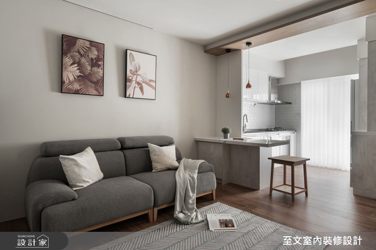 新成屋(5年以下)＿北歐風客廳廚房中島案例圖片＿至文室內裝修設計＿至文_灰映之3