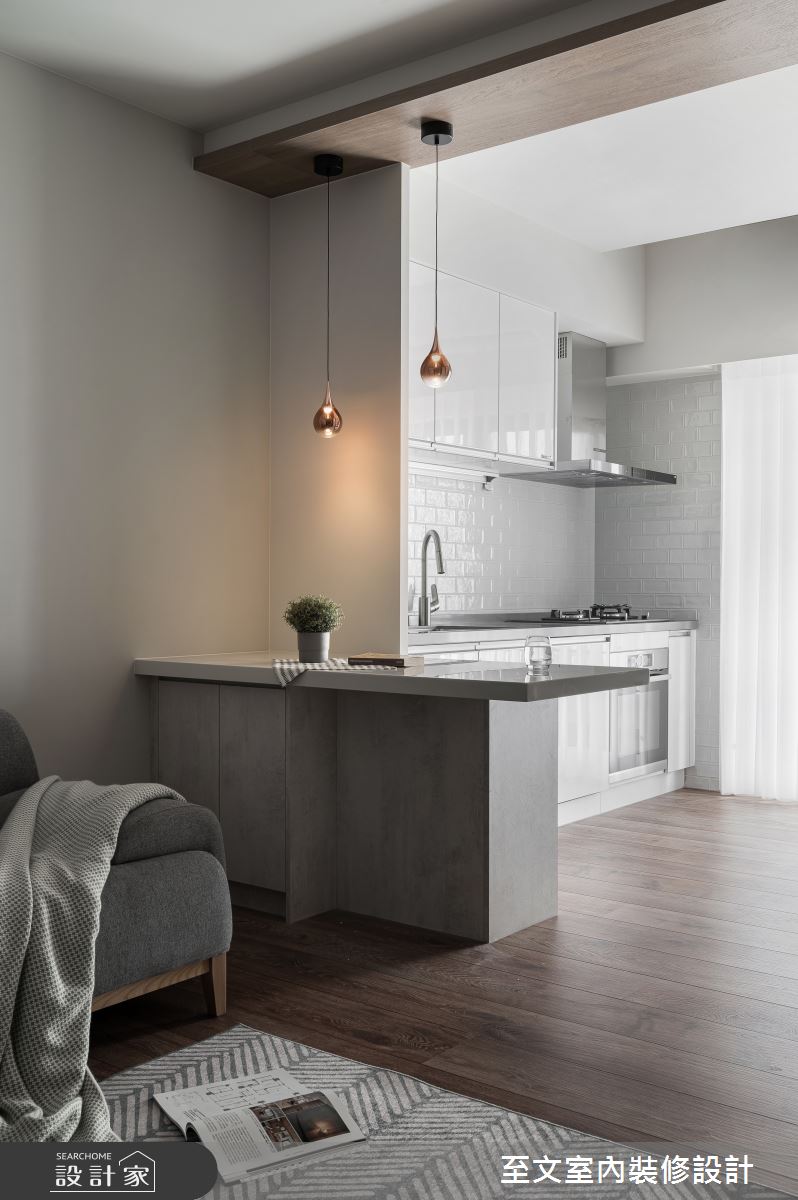 新成屋(5年以下)＿北歐風客廳廚房中島案例圖片＿至文室內裝修設計＿至文_灰映之5