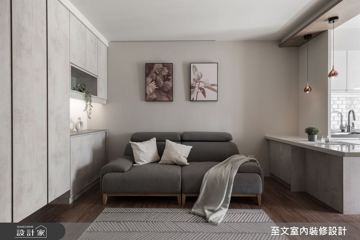 新成屋(5年以下)＿北歐風客廳中島案例圖片＿至文室內裝修設計＿至文_灰映之2