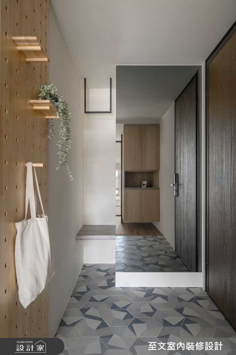 44坪新成屋(5年以下)＿北歐風玄關案例圖片＿至文室內裝修設計＿至文_映落日光之1