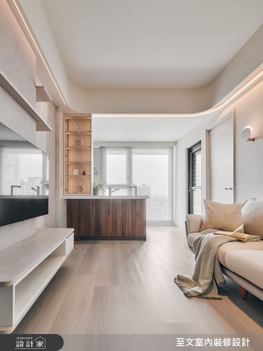 14坪新成屋(5年以下)＿北歐風客廳廚房中島案例圖片＿至文室內裝修設計＿至文_相偕之4