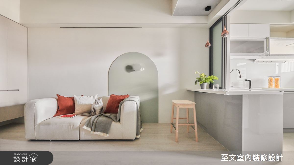 21坪新成屋(5年以下)＿北歐風客廳餐廳吧檯中島案例圖片＿至文室內裝修設計＿至文_從容之3