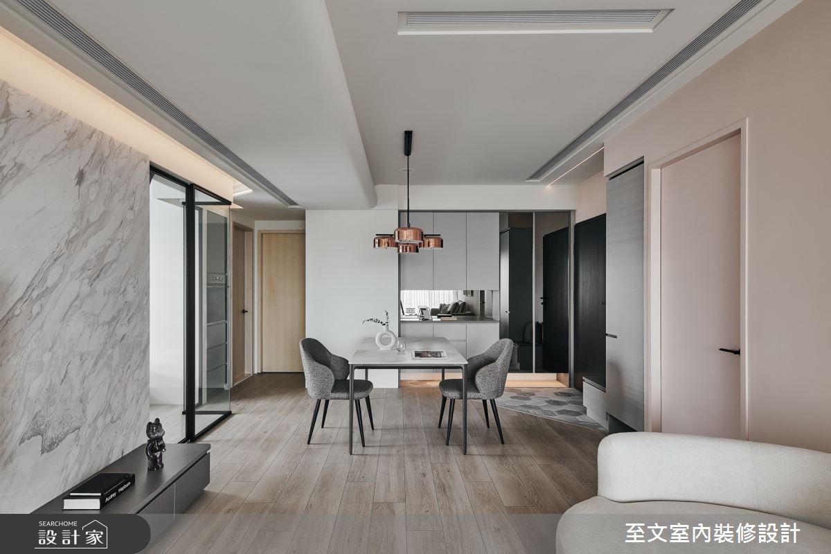 29坪新成屋(5年以下)＿現代風玄關客廳餐廳案例圖片＿至文室內裝修設計＿至文_光室之1