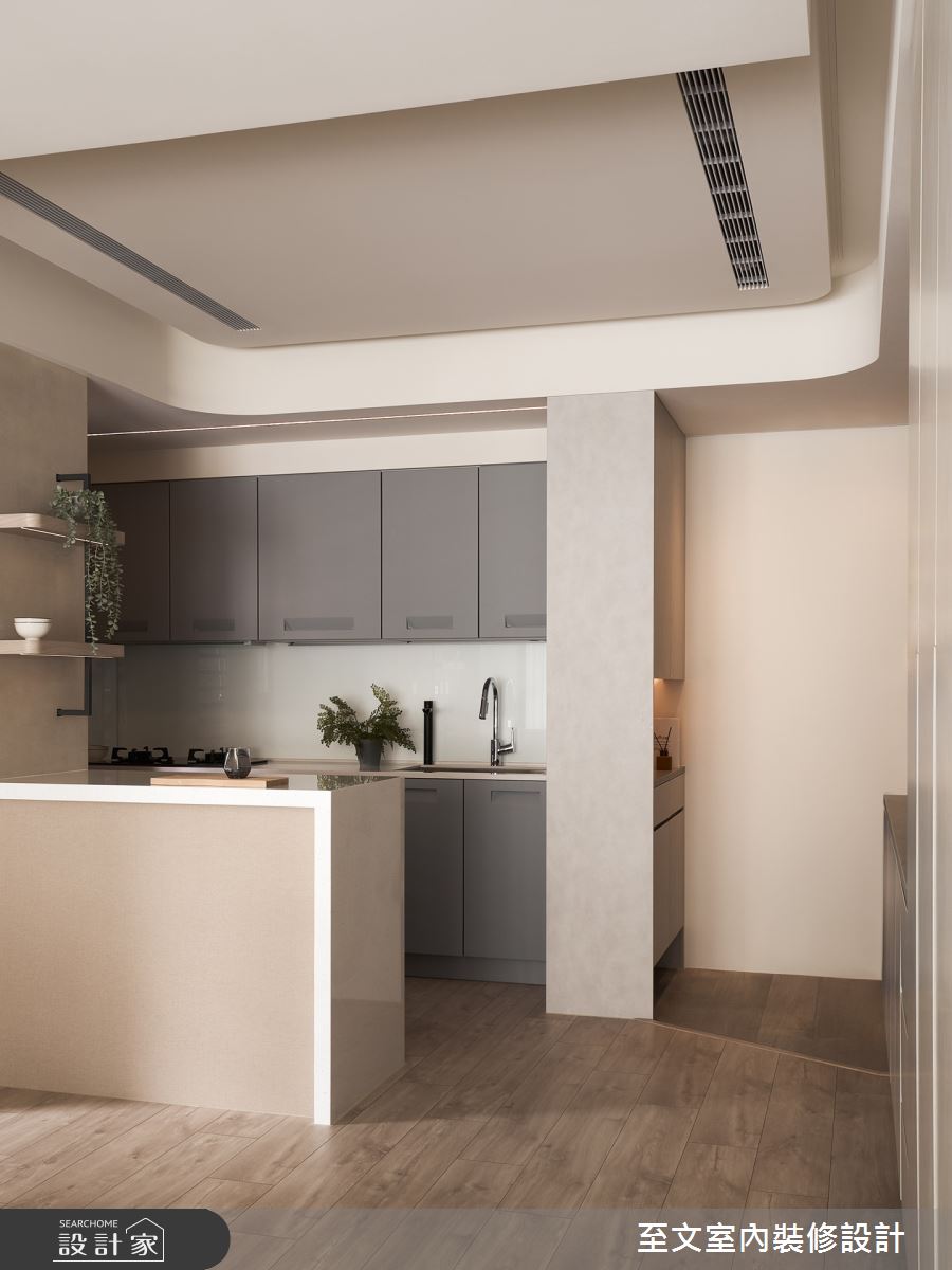 16坪新成屋(5年以下)＿北歐風玄關廚房中島案例圖片＿至文室內裝修設計＿至文_潤澤之3