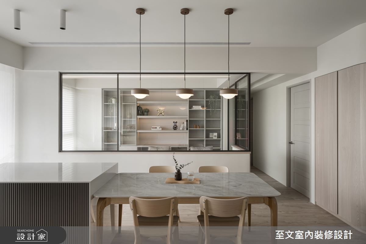 40坪新成屋(5年以下)＿北歐風餐廳中島案例圖片＿至文室內裝修設計＿至文_微嵐之6