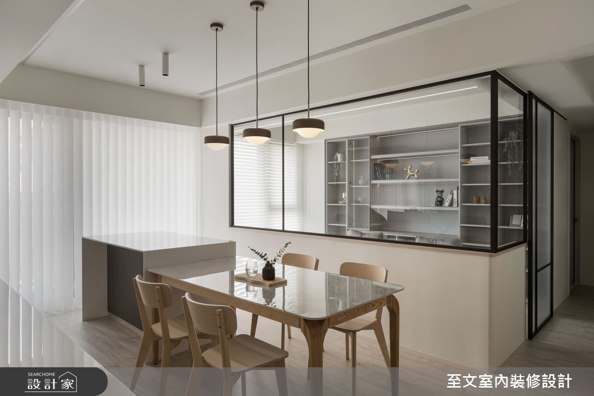 40坪新成屋(5年以下)＿北歐風餐廳中島案例圖片＿至文室內裝修設計＿至文_微嵐之7