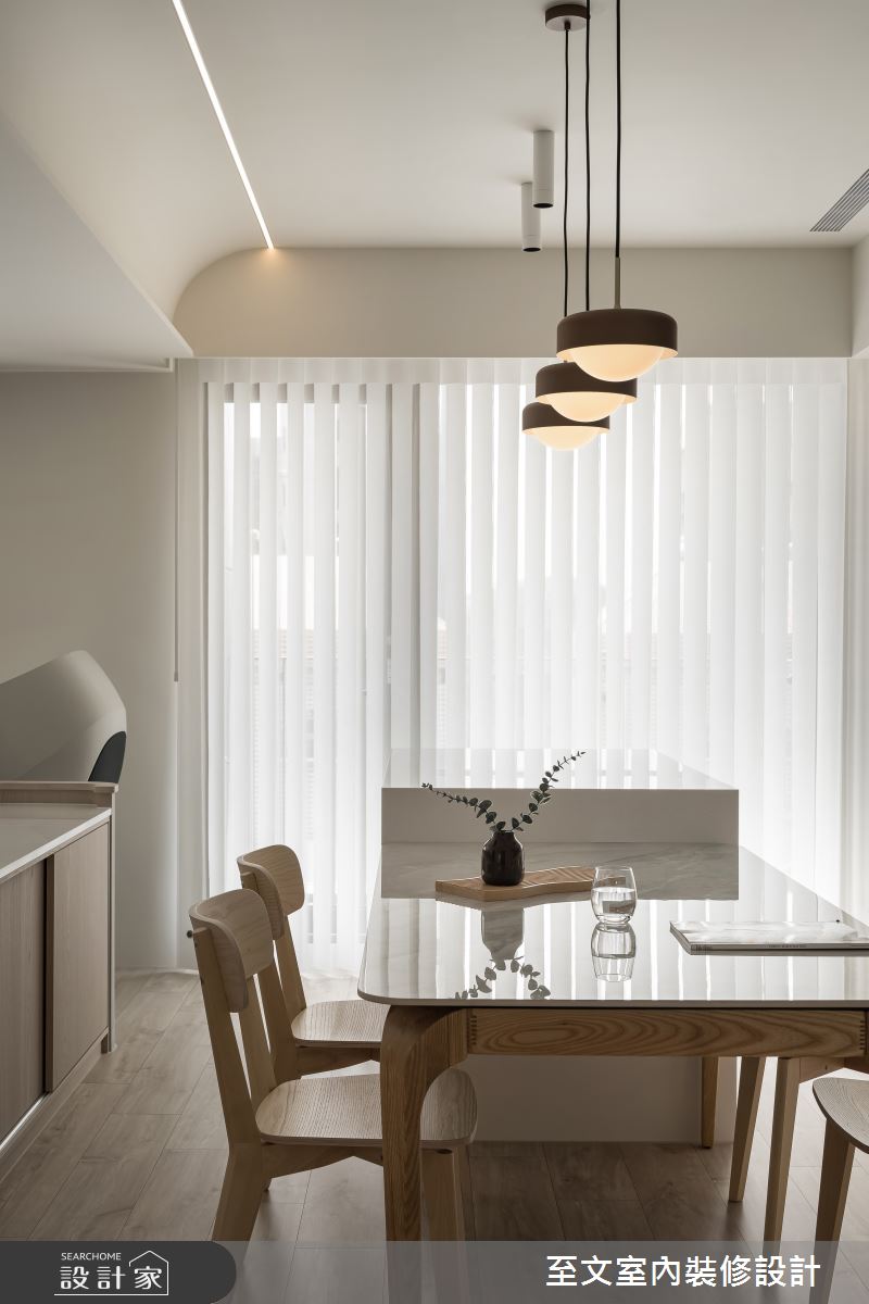 40坪新成屋(5年以下)＿北歐風餐廳中島案例圖片＿至文室內裝修設計＿至文_微嵐之9