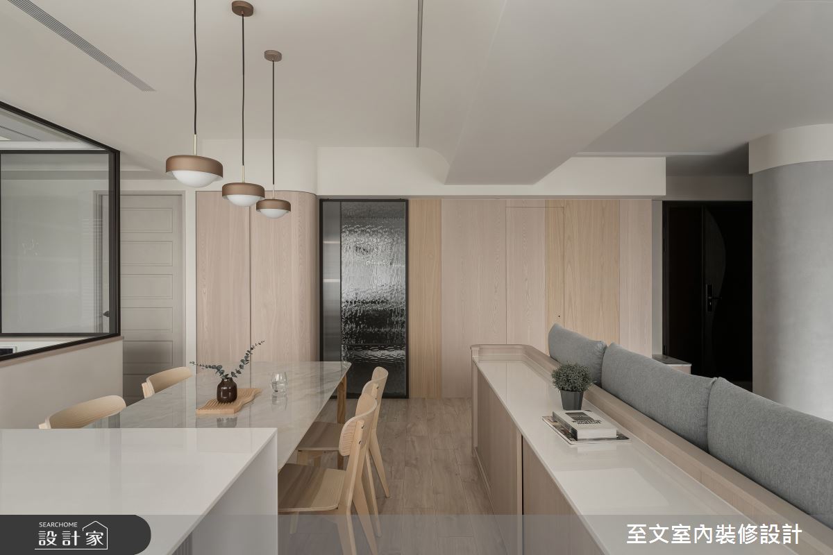 40坪新成屋(5年以下)＿北歐風餐廳中島案例圖片＿至文室內裝修設計＿至文_微嵐之5