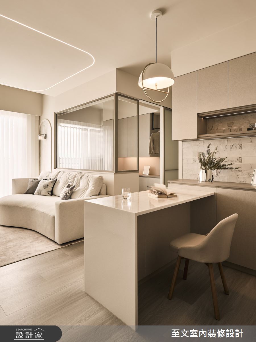 16坪新成屋(5年以下)＿北歐風客廳餐廳吧檯中島案例圖片＿至文室內裝修設計＿至文_晨隅之3
