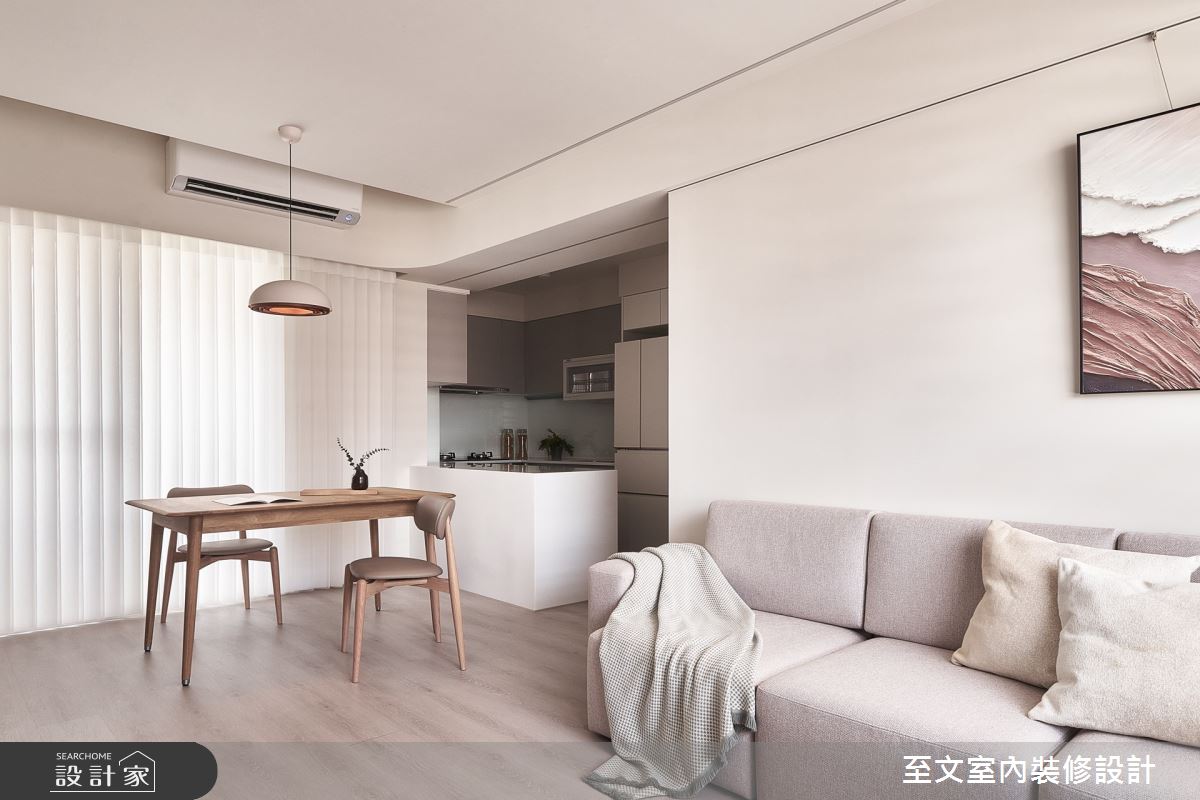 17坪新成屋(5年以下)＿北歐風客廳餐廳廚房中島案例圖片＿至文室內裝修設計＿至文_盼畔之7