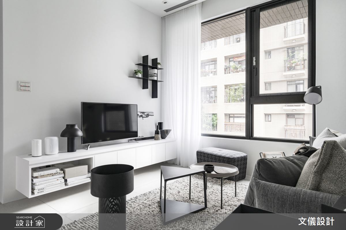 27坪新成屋(5年以下)＿簡約風客廳案例圖片＿文儀室內裝修設計有限公司＿文儀_型。無色之2