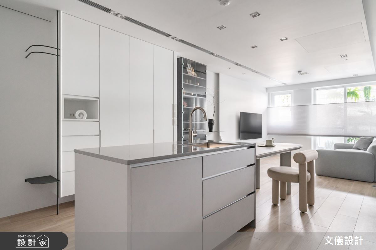 30坪中古屋(5~15年)＿現代風客廳餐廳中島案例圖片＿文儀室內裝修設計有限公司＿文儀_台北市-珀麗宅-文儀設計之4