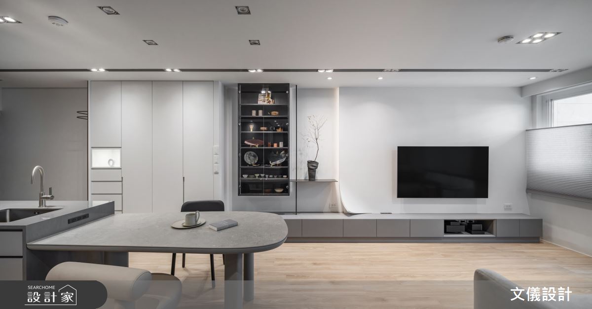 30坪中古屋(5~15年)＿現代風客廳餐廳中島案例圖片＿文儀室內裝修設計有限公司＿文儀_台北市-珀麗宅-文儀設計之3