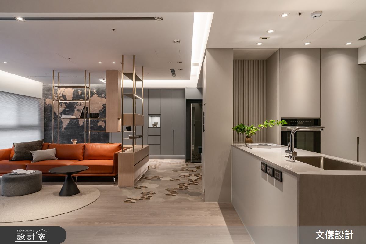 37坪新成屋(5年以下)＿現代風客廳餐廳中島案例圖片＿文儀室內裝修設計有限公司＿文儀_新北市-翔悅宅-文儀設計之4