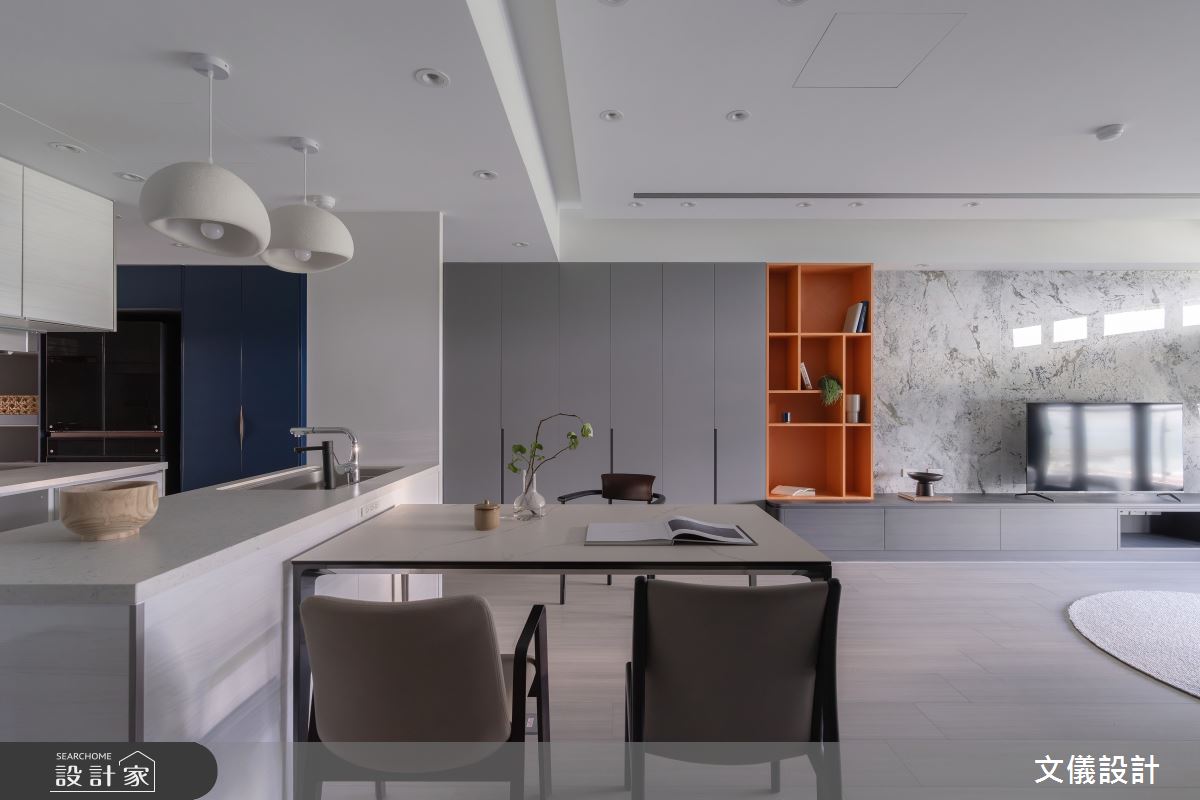 37坪新成屋(5年以下)＿現代風客廳餐廳中島案例圖片＿文儀室內裝修設計有限公司＿文儀_基隆市-海之所-文儀設計之4