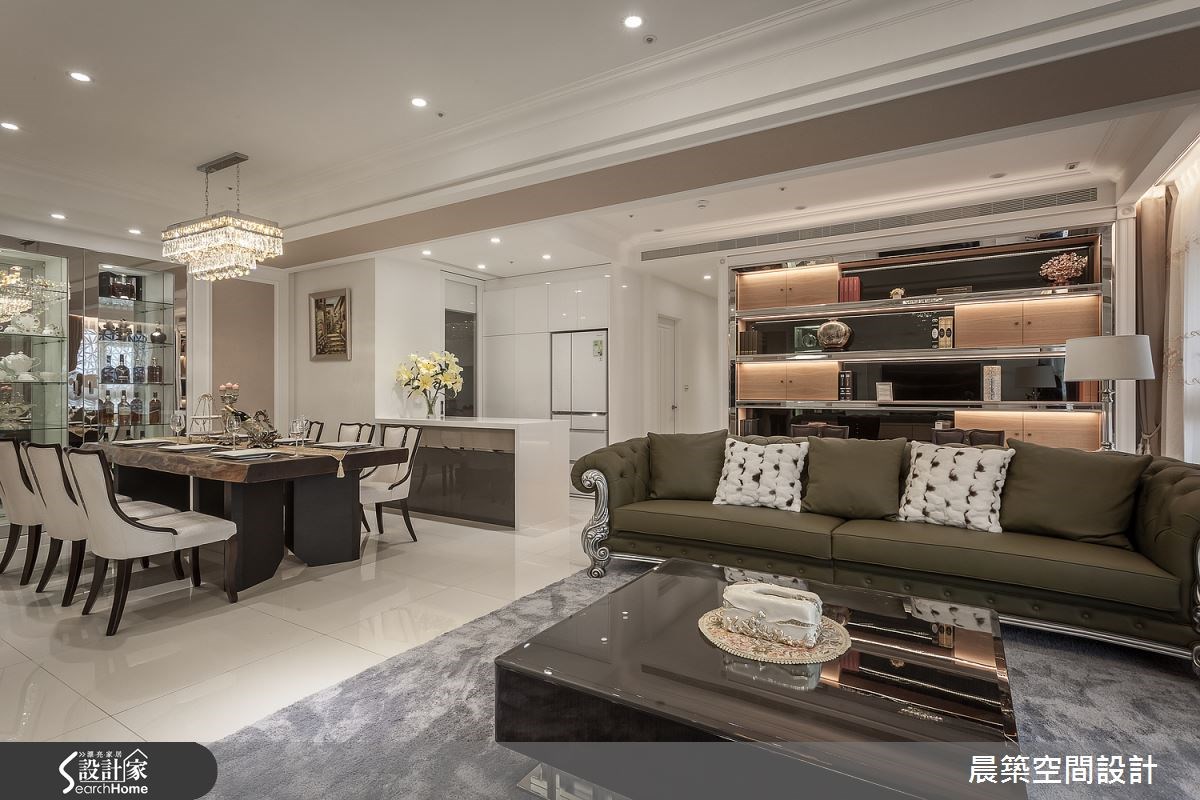 58坪預售屋＿新古典客廳餐廳吧檯案例圖片＿晨築空間設計＿晨築_03之1