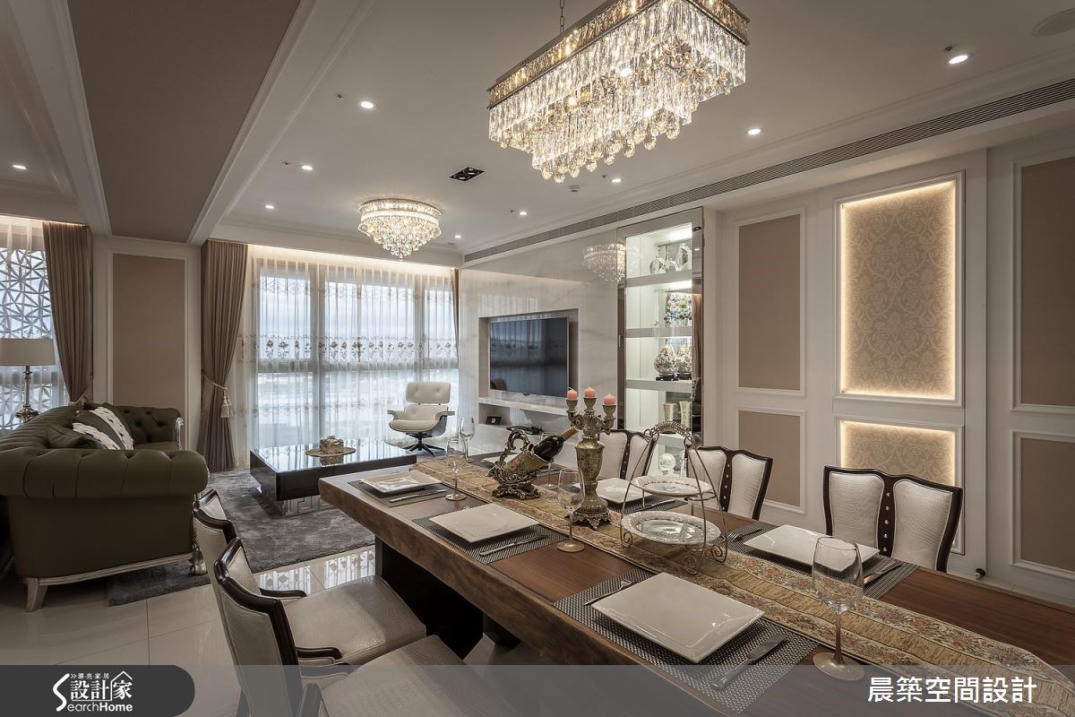 58坪預售屋＿新古典客廳餐廳案例圖片＿晨築空間設計＿晨築_03之3