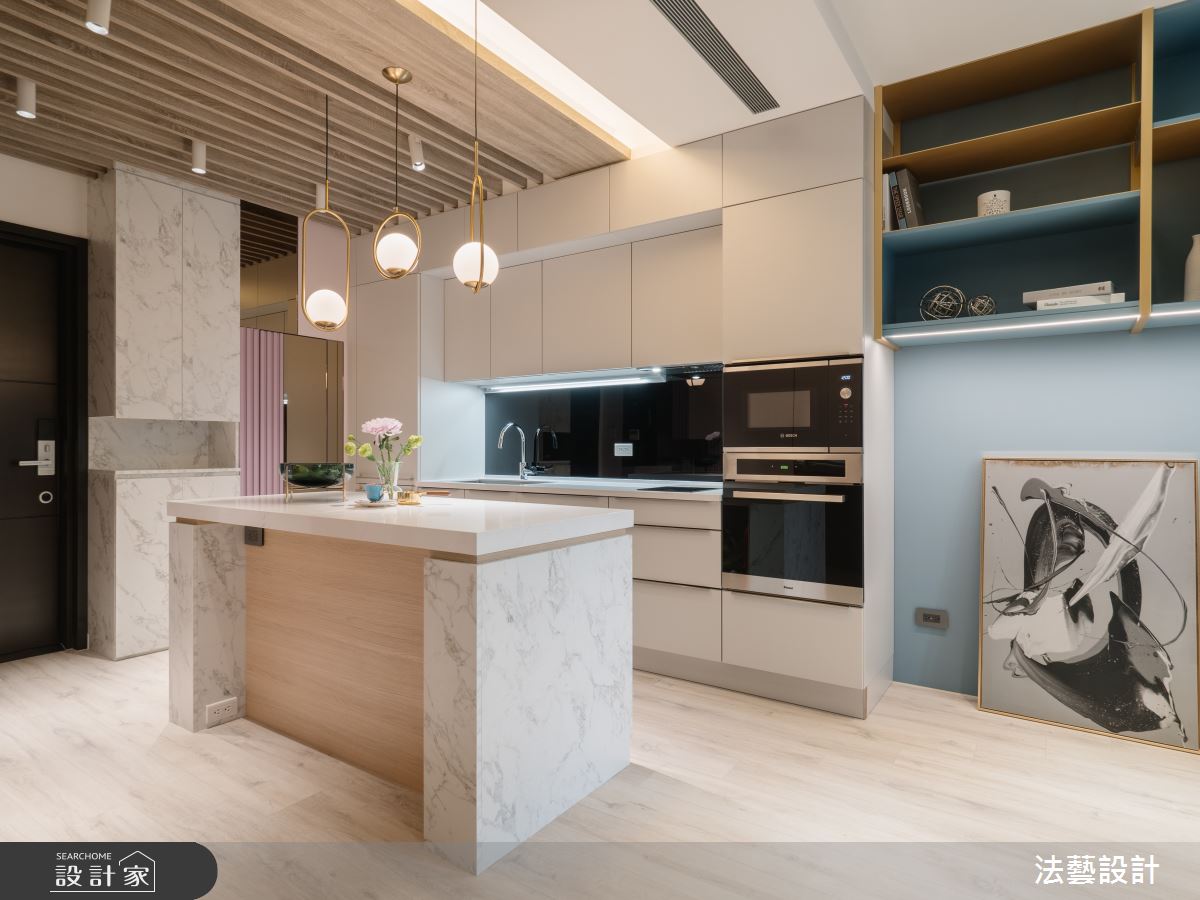 11坪新成屋(5年以下)＿現代風廚房中島案例圖片＿法藝設計＿法藝_小宅、鏡好之4