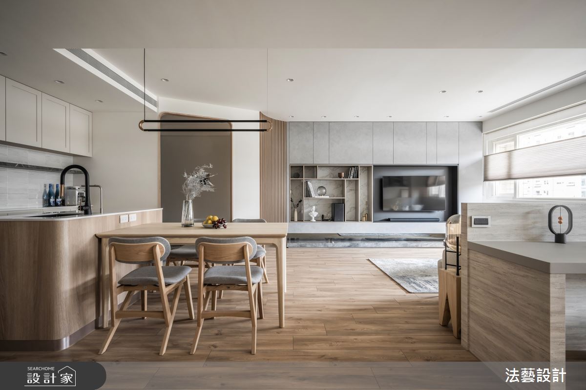 37坪老屋(31~40年)＿現代風客廳餐廳廚房中島案例圖片＿法藝設計＿法藝_春日暖暖之15