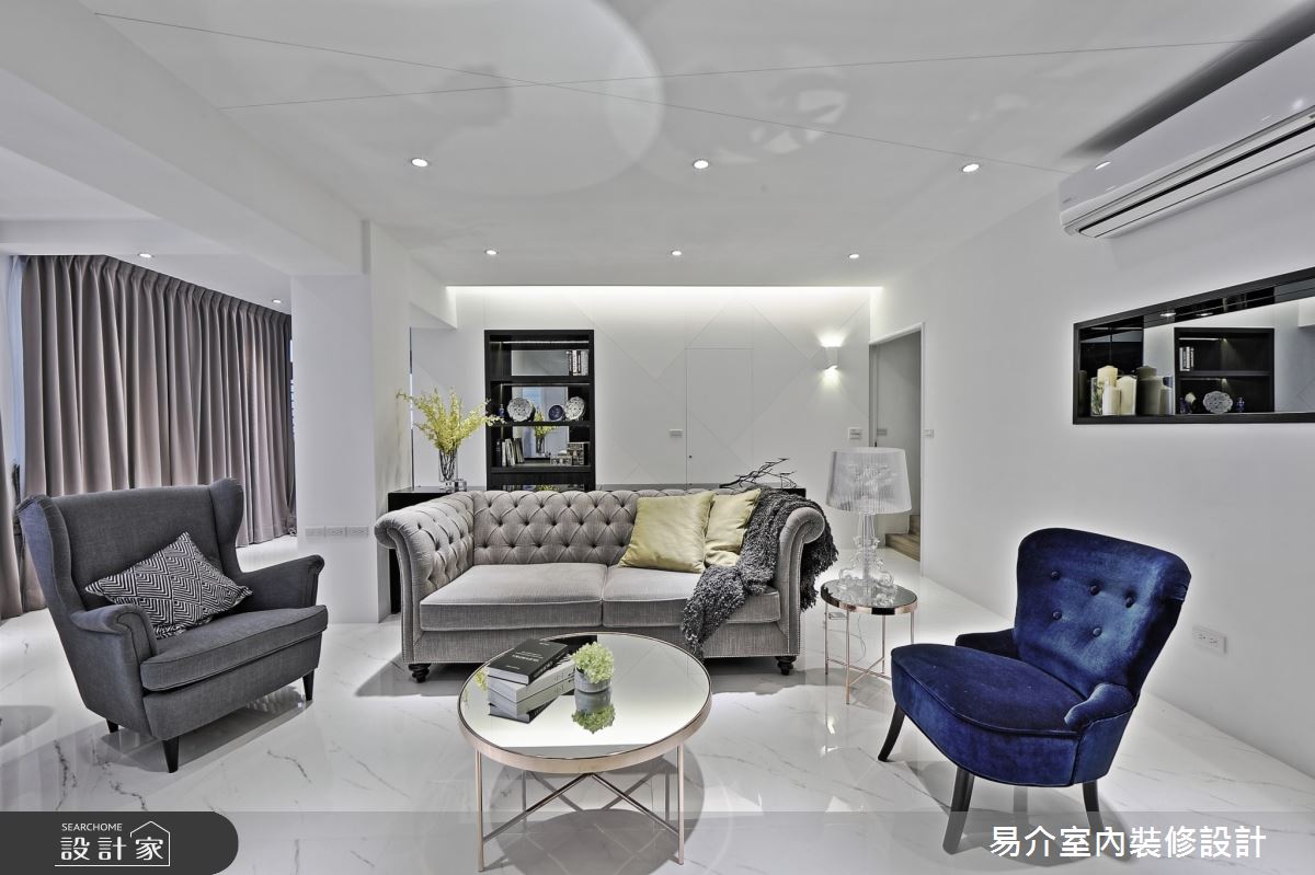 60坪中古屋(5~15年)＿新古典客廳案例圖片＿易介室內裝修設計＿易介_林口60坪新古典之2