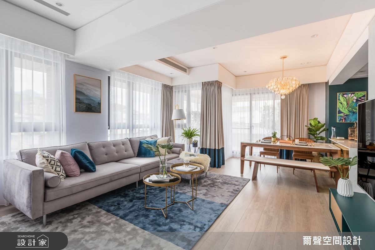 32坪新成屋(5年以下)＿混搭風客廳餐廳案例圖片＿爾聲空間設計＿爾聲_The Emerald Chic之20