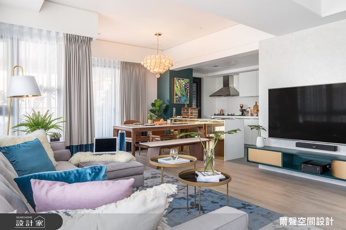 32坪新成屋(5年以下)＿混搭風客廳餐廳案例圖片＿爾聲空間設計＿爾聲_The Emerald Chic之21