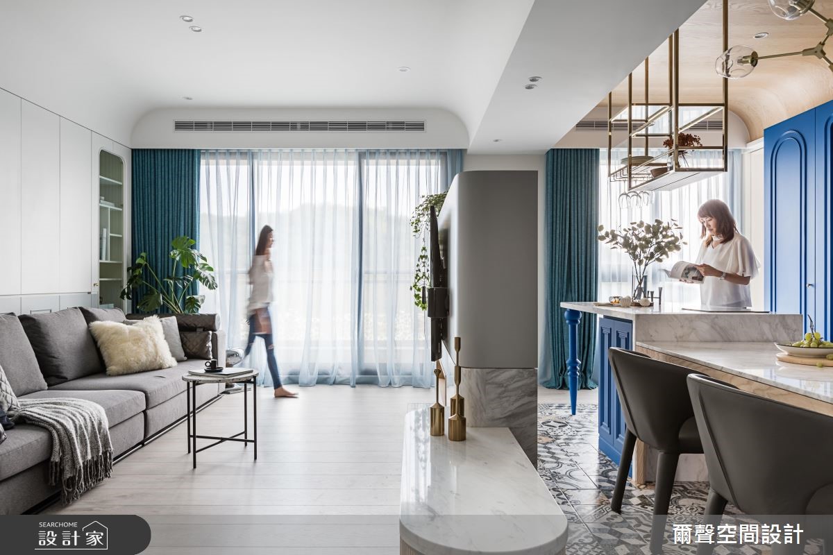 31坪新成屋(5年以下)＿混搭風客廳餐廳案例圖片＿爾聲空間設計＿爾聲_The Memory of Majectic Blue  沁藍.晴山之3
