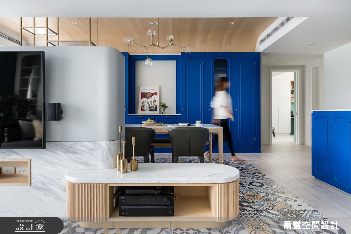31坪新成屋(5年以下)＿混搭風客廳餐廳案例圖片＿爾聲空間設計＿爾聲_The Memory of Majectic Blue  沁藍.晴山之5