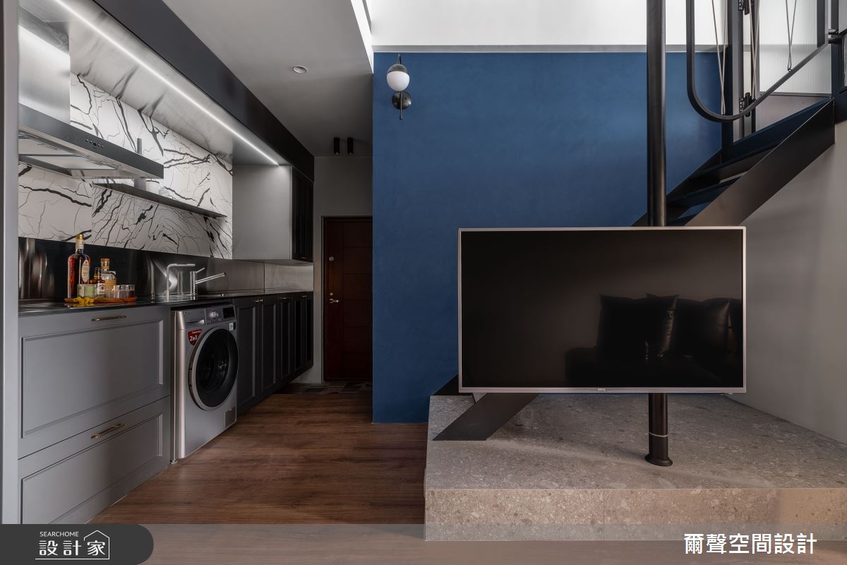 13坪中古屋(5~15年)＿混搭風客廳廚房案例圖片＿爾聲空間設計＿爾聲_Bachelor Pad 十里洋房之5