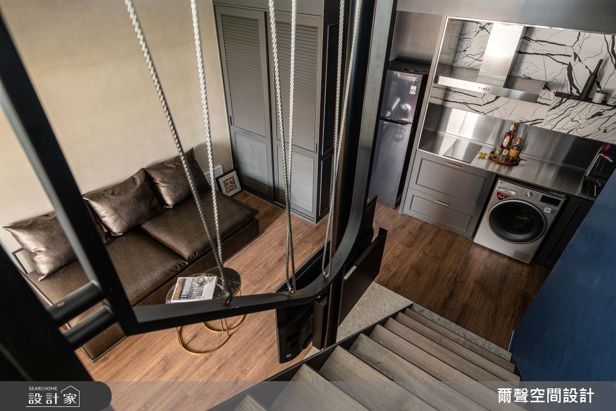 13坪中古屋(5~15年)＿混搭風樓梯案例圖片＿爾聲空間設計＿爾聲_Bachelor Pad 十里洋房之13