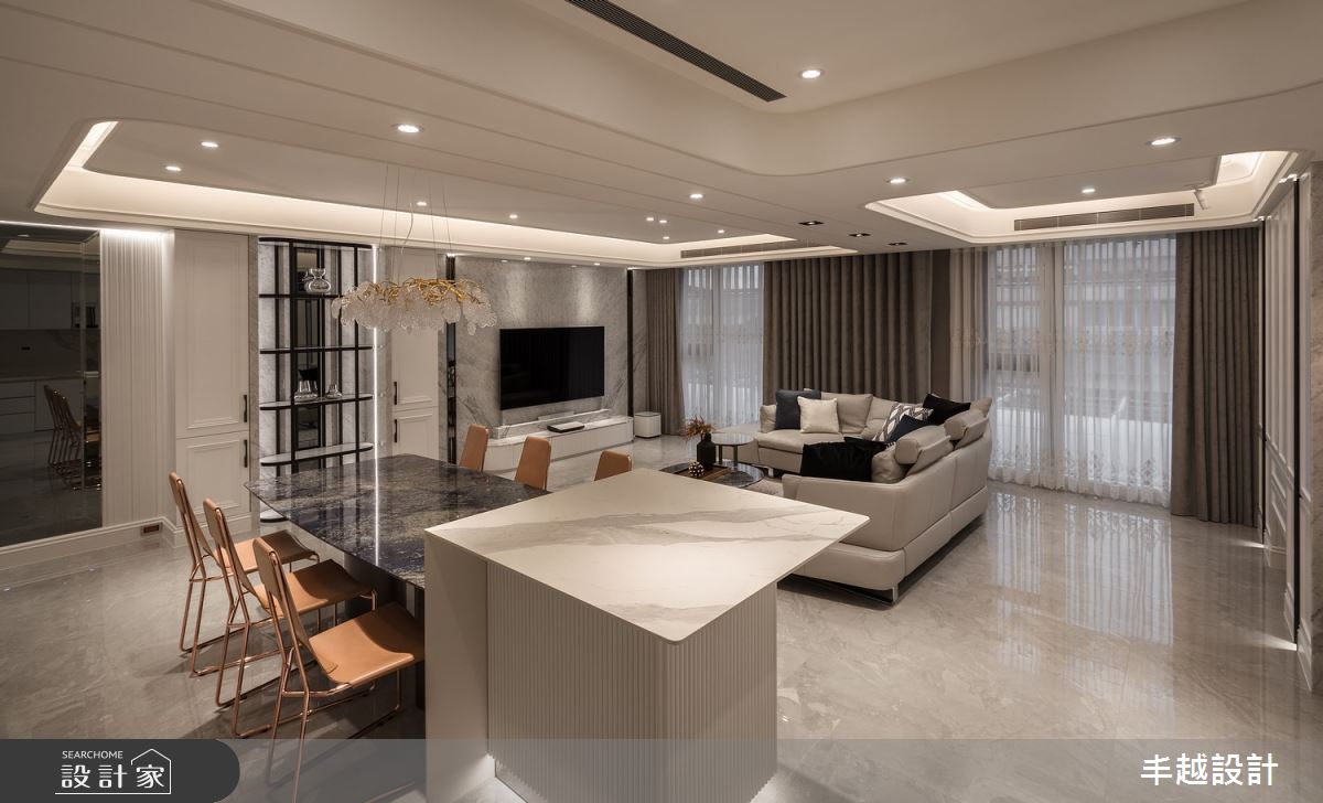 35坪新成屋(5年以下)＿新古典客廳餐廳中島案例圖片＿丰越設計＿丰越_72之11
