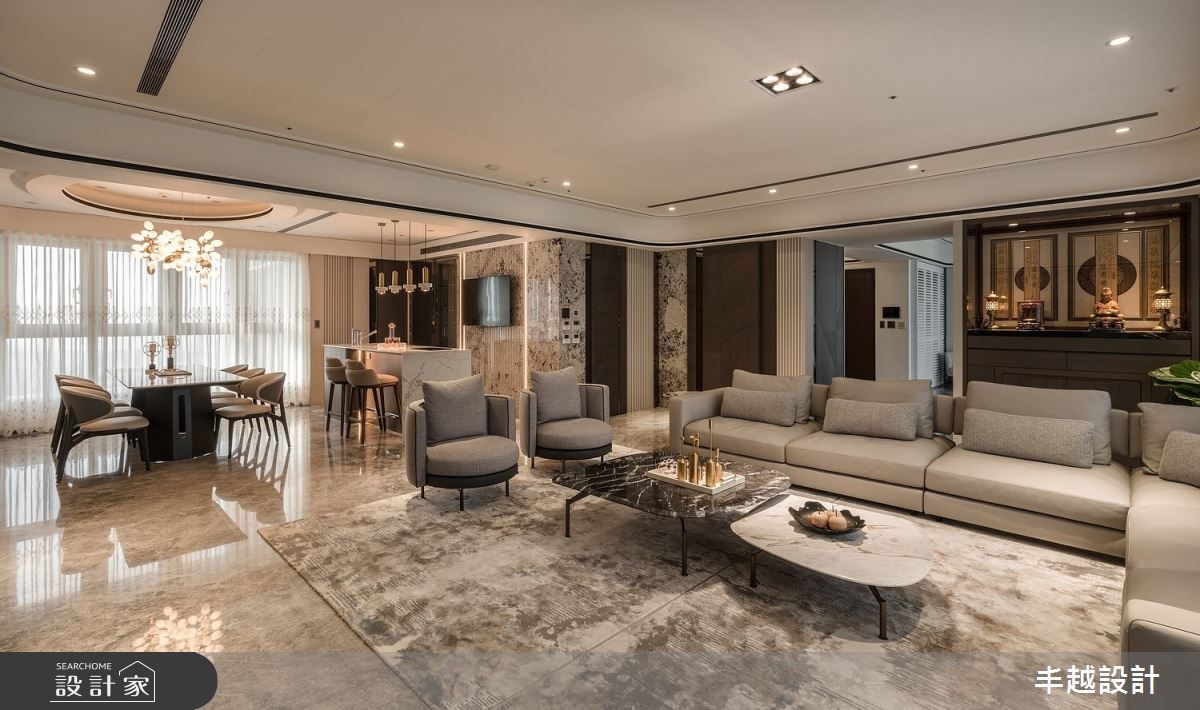 70坪新成屋(5年以下)＿現代輕奢風客廳餐廳佛堂案例圖片＿丰越設計＿丰越_77之11