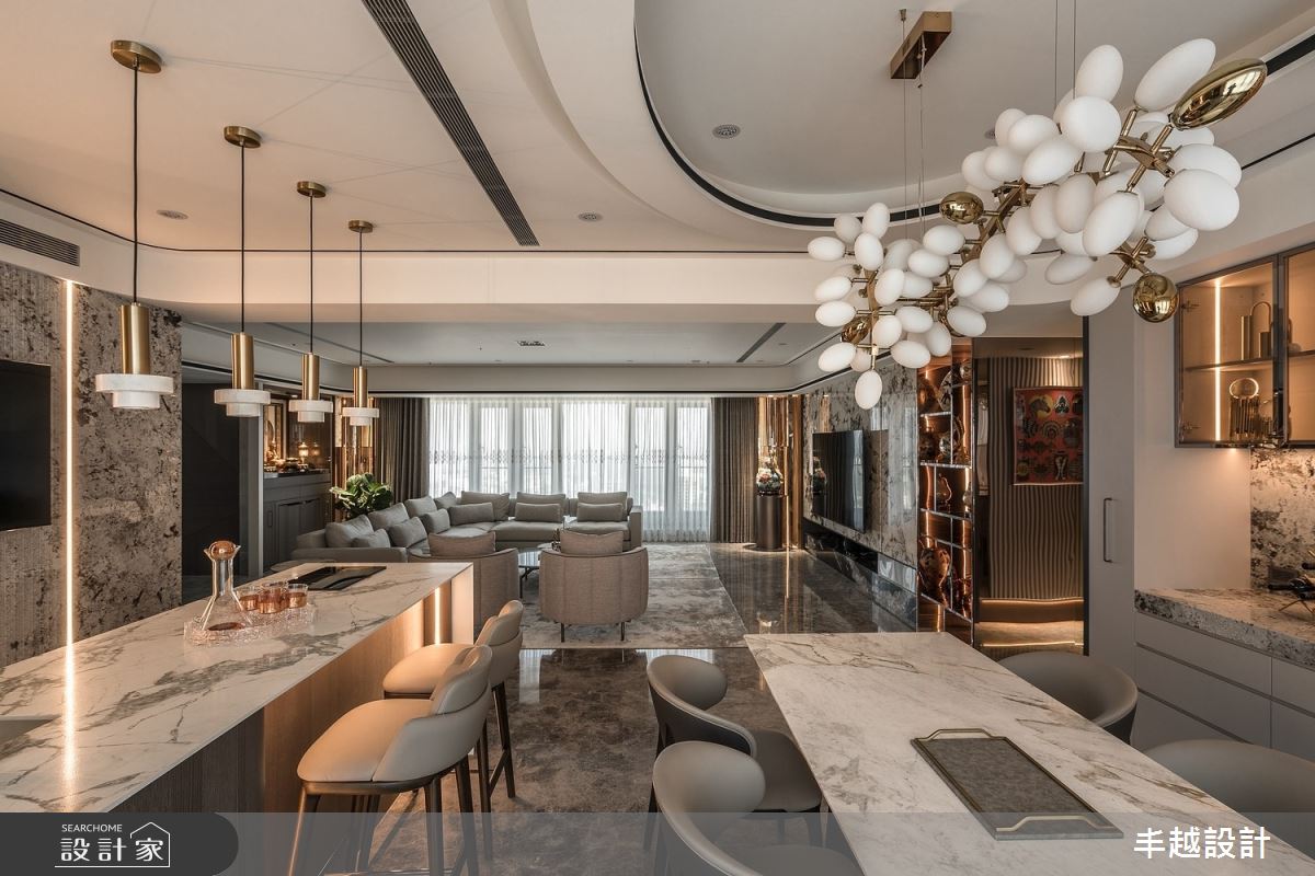 70坪新成屋(5年以下)＿現代輕奢風客廳餐廳中島案例圖片＿丰越設計＿丰越_77之12
