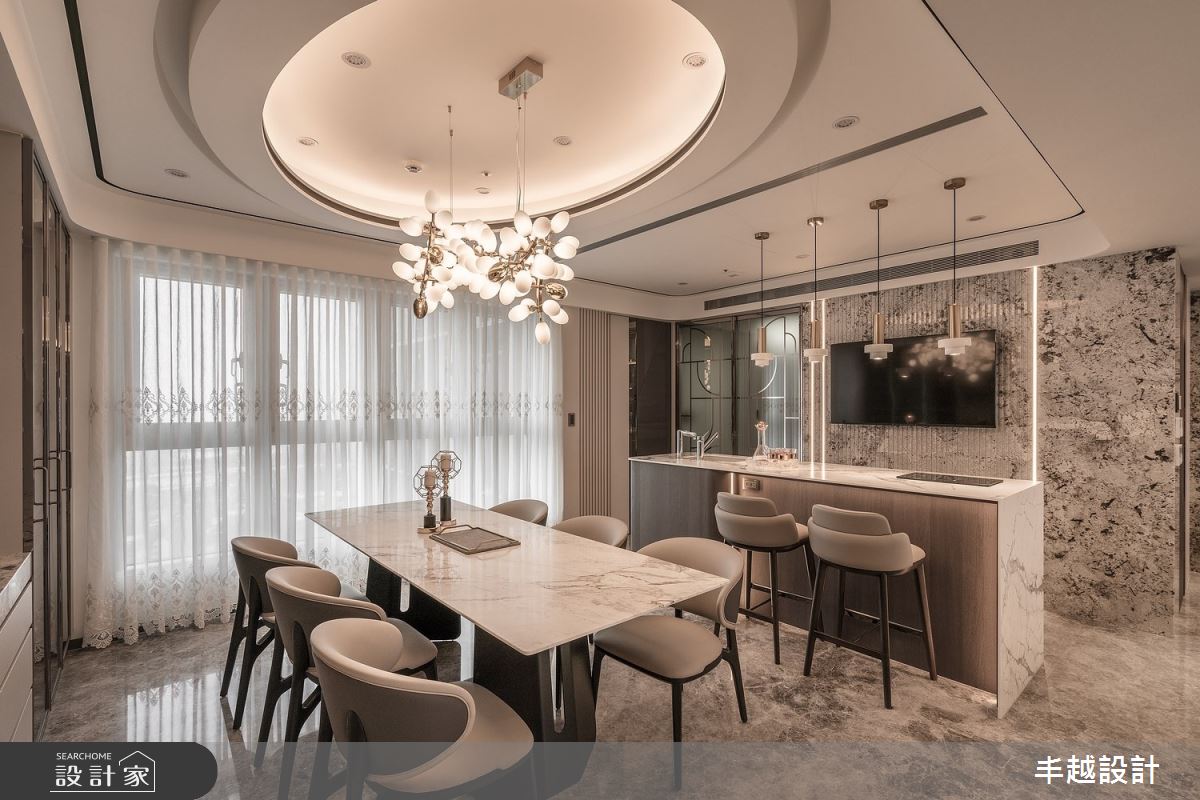 70坪新成屋(5年以下)＿現代輕奢風餐廳吧檯中島案例圖片＿丰越設計＿丰越_77之16