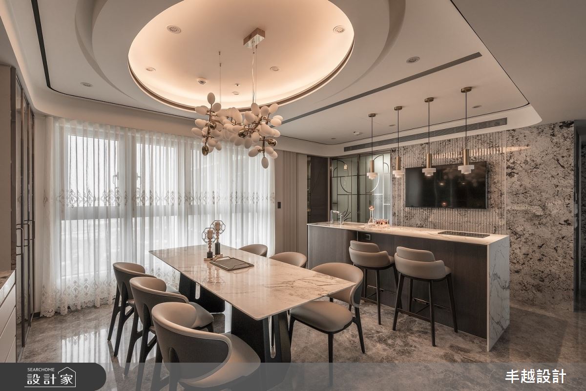 70坪新成屋(5年以下)＿現代輕奢風餐廳吧檯中島案例圖片＿丰越設計＿丰越_77之17