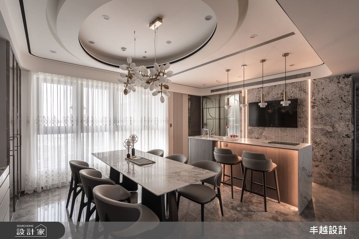 70坪新成屋(5年以下)＿現代輕奢風餐廳吧檯中島案例圖片＿丰越設計＿丰越_77之18