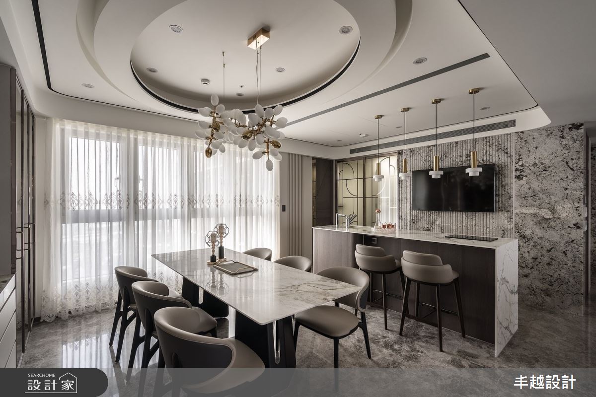 70坪新成屋(5年以下)＿現代輕奢風餐廳吧檯中島案例圖片＿丰越設計＿丰越_77之19