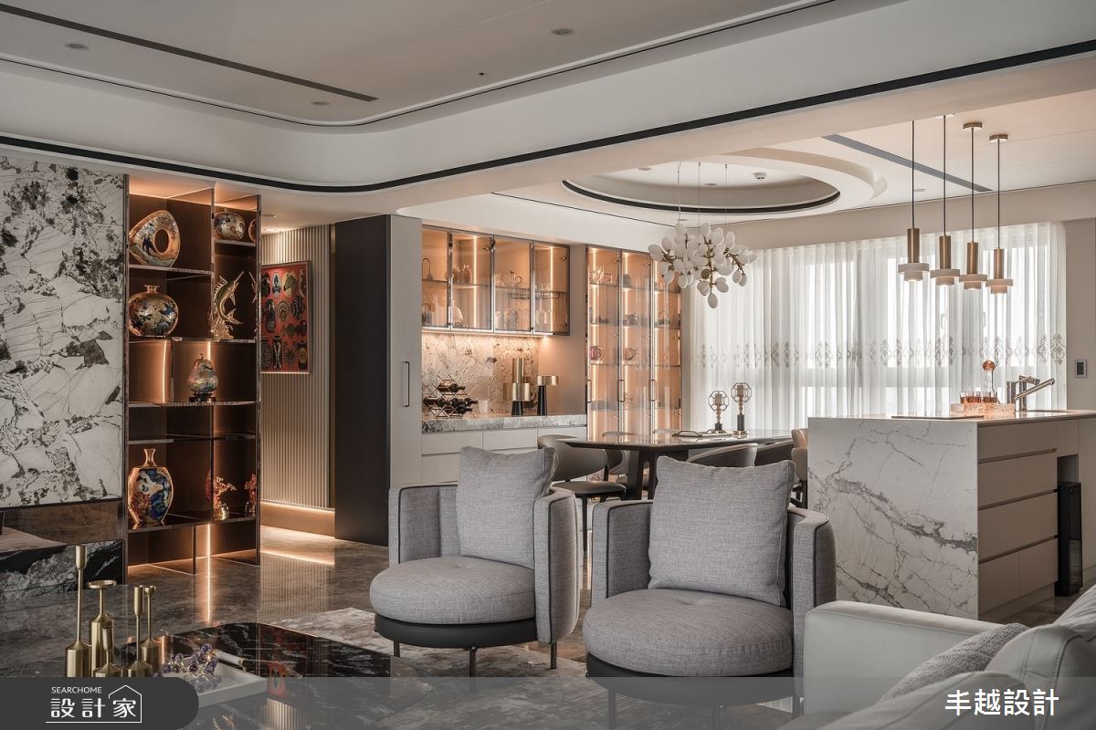70坪新成屋(5年以下)＿現代輕奢風客廳餐廳中島案例圖片＿丰越設計＿丰越_77之24