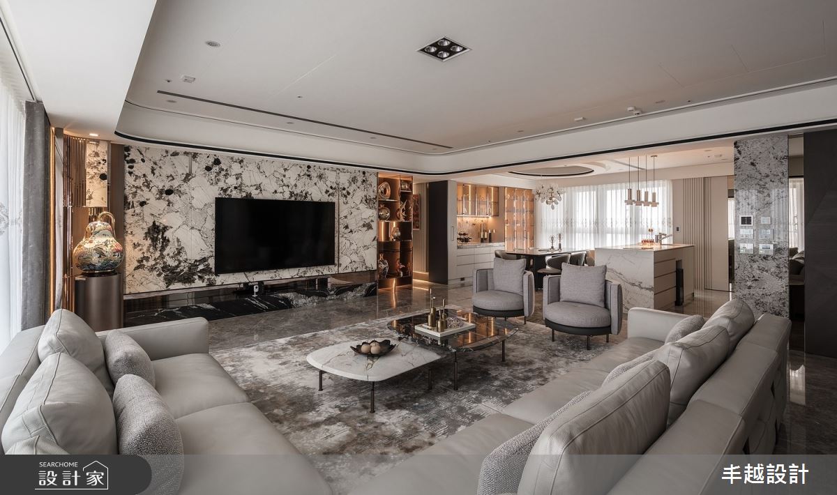 70坪新成屋(5年以下)＿現代輕奢風客廳餐廳中島案例圖片＿丰越設計＿丰越_77之23