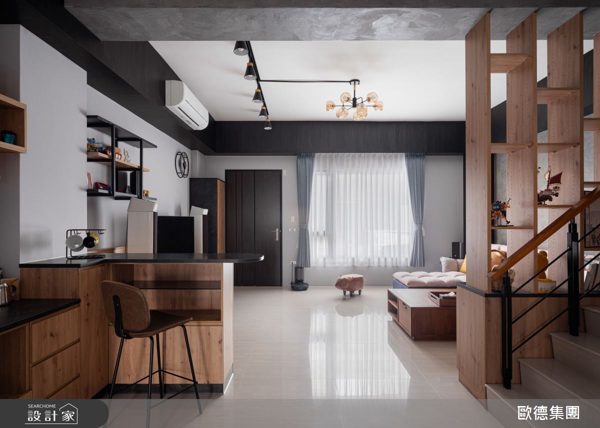 45坪新成屋(5年以下)＿工業風客廳吧檯樓梯案例圖片＿台灣歐德傢俱股份有限公司＿歐德_138之6