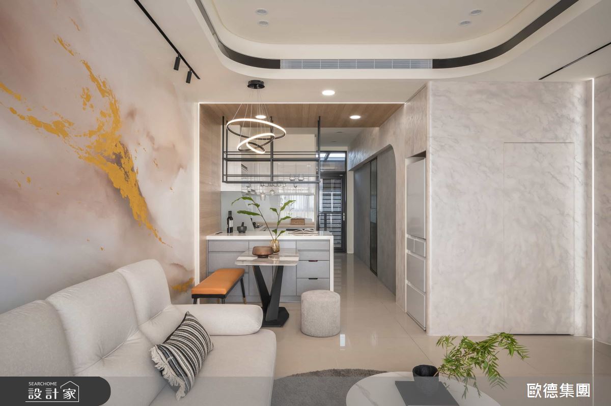 25坪新成屋(5年以下)＿現代風客廳餐廳廚房吧檯中島案例圖片＿台灣歐德傢俱股份有限公司＿歐德_177之2